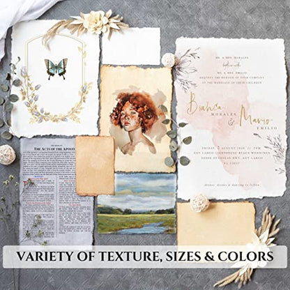 LEATHER VILLAGE Handmade Rough Textured Watercolor Paper 7.5x11.5 in White - color: Texture White, size: 7.5"x11.5"