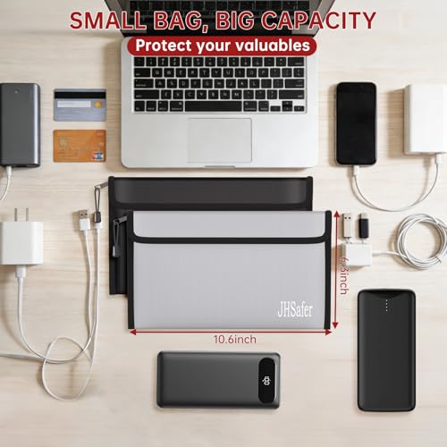 Fireproof Organizer Bag with Zipper,Travel Tech Pouch Bag,10"x6" - style: Silver & Black Bag
