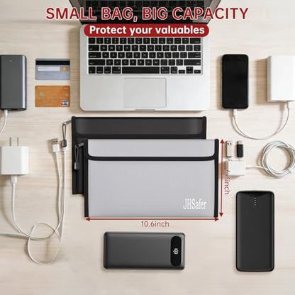 Fireproof Organizer Bag with Zipper,Travel Tech Pouch Bag,10"x6" - style: Silver & Black Bag