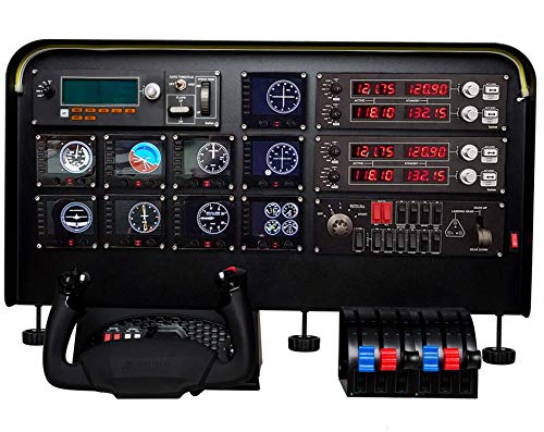 Meza - Cockpit Simulator Panel Kit, Pre-Cut Flight Sim Mounting Set Compatible with Logitech Yoke, Throttle Quadrants, Honeycomb Yoke and Logitech Flight Panels, LED Light Bar, 30 x 20 x 4 Inch