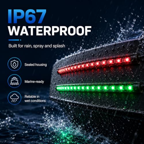 Navigation Lights - LED Bow Lights, Green & Red, Night Fishing, Deck, IP67 Waterproof for Pontoon, Dinghy, Kayak, Jon Boat, Yacht - color: Red And Green