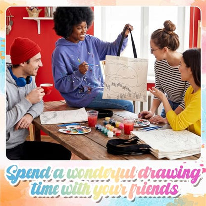 Locmeo 10 Set Paint and Sip Canvas Bags Pre Drawn Kit,Scenery - style: Scenery