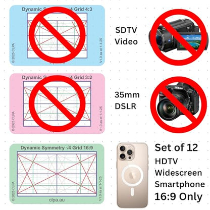 16:9 Directors Viewfinder Set, 12 Layouts, 12 Cards - size: Set - Full 16:9 Only