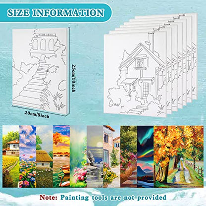 Sherr 10 Pcs Pre Drawn Canvas for Painting,Scenery,8 X 10 Inch - size: 8 x 10 Inch, style: Scenery