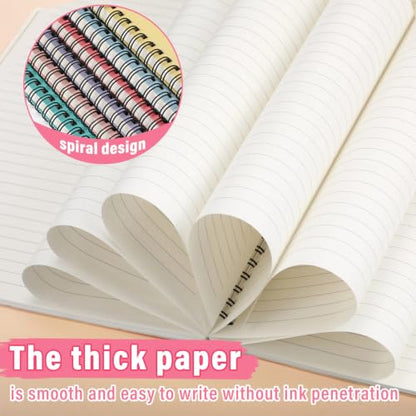 Fuutreo 6 Pack Spiral Notebook 10.5x7.45 Notebook,Artistic Color,Bright - color: Artistic Color