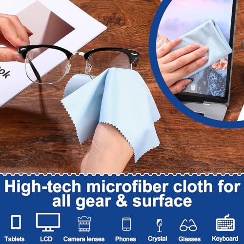 Frienda 50 Pcs Microfiber Glass Cleaning Cloths Lens, Blue - color: Blue