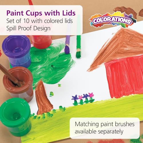 Colorations Air-Tight, No-Mess Paint Cups for Kids Paints, Set of 10