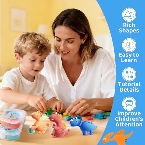 Air Dry Clay Kits, Kids Clay Set with Modeling Tools, DIY Art Crafts for Gifts Air Dry Clay Kit Set for Ages 3-12 Boys and Girl Creative Family DIY and Holiday Celebrations Birthday Party - style: Dinosaur Era