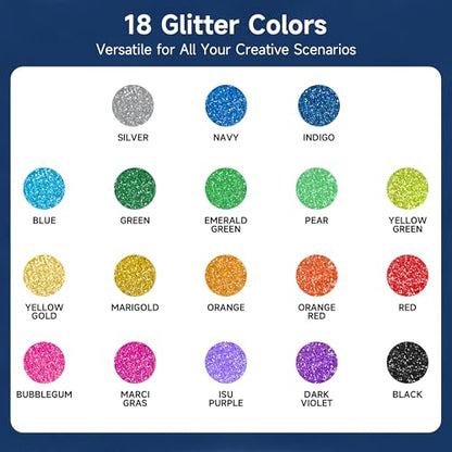 finenolo Glitter Gel Pens, Large Capacity Metallic Pens, 18 Colors Jumbo