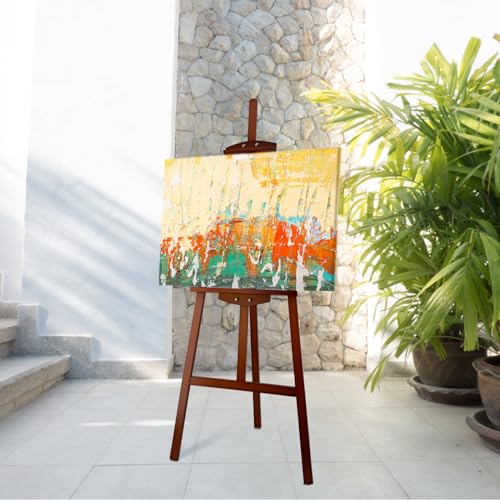Adjustable Walnut Pine Wooden Painting Easel, Art Easel Stand - color: Walnut