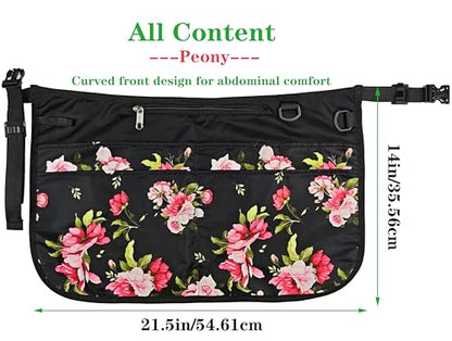 Waterproof Server Apron for Women with 6 Pockets,Quickly Put on and Take off Waitress Apron,Work Apron for Bartender Barista - color: Peony