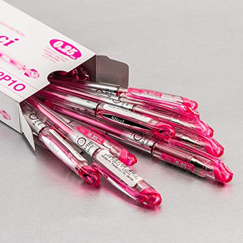 Pentel Arts Slicci 0.25 mm Extra Fine Gel Pen, Pink Ink, Box of 12 (BG202-P1) - color: Pink, size: 12 Count (Pack of 1), style: 0.25mm