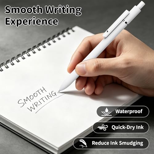 Gel Ink Pens 6-Pack, 0.5mm Fine Point, Quick-Dry Black Ink Retractable Pens