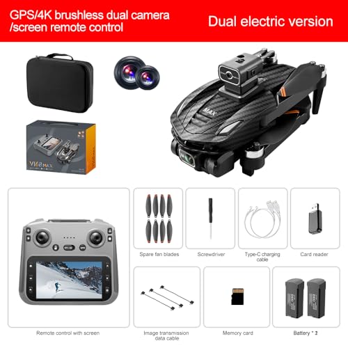 Drones with Camera for Adults 4k, Brushless GPS Drone with Dual Cameras - color: Fiber color
