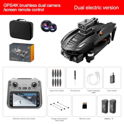 Drones with Camera for Adults 4k, Brushless GPS Drone with Dual Cameras - color: Fiber color