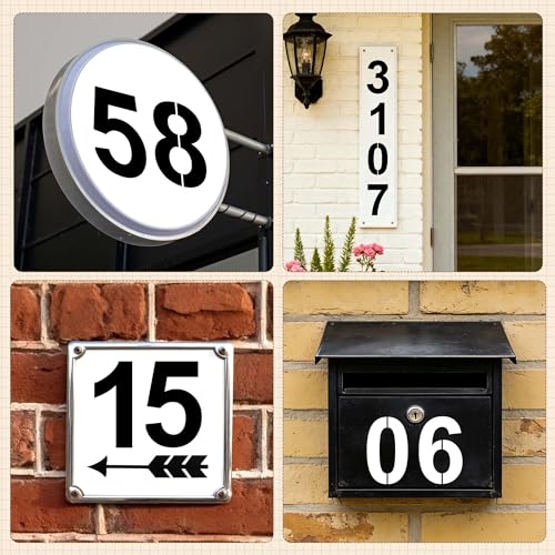 8Inch Number Stencils,10Pcs Plastic Reusable Washable Curb Stencil Kit - size: 8Inch