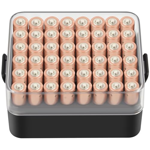 ALCYON Clear Plastic Battery Organizer Storage Case for 48 AAA Batteries - color: Black, size: Small 48+AAA Batteries