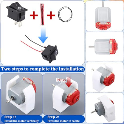 Soulchen 8 Set 157 Pcs Dc Motors Kit, Mini Hobby Electric Motor 3v -6v Electric Rectangular Mini Motor with Propellers Plastic Gears Aa Battery Holder Rocker DIY Science Project Kit for DIY Projects
