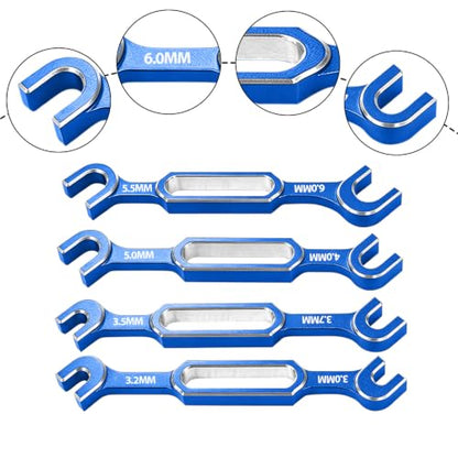 RC Car Turnbuckle Wrenches 3.0/3.2/3.5/3.7/4.0/5.0/5.5/6.0mm, 4PCS Blue ﻿ - color: Blue & Silver