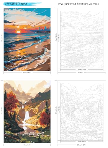 QUITEDEW 2 Pack Paint by Number Kit for Adults Mountain11.8x15.7 Inch - color: D4-scenery