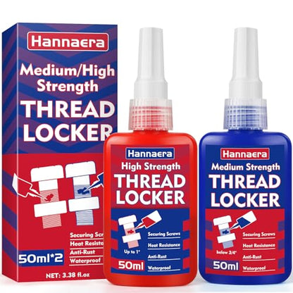 Thread Lock Blue and Red, Threadlocker Medium and High Strength, Thread Locker for Nuts, Bolts, Fasteners and Metals, Against Losening and Leakage (50 mlx2) - size: 50ml2pack