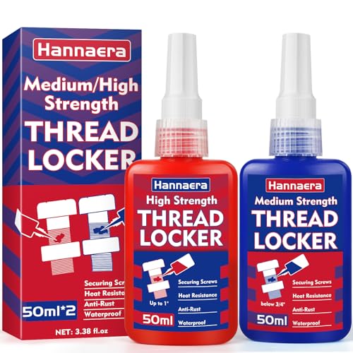 Thread Lock Blue and Red, Threadlocker Medium and High Strength, Thread Locker for Nuts, Bolts, Fasteners and Metals, Against Losening and Leakage (50 mlx2) - size: 50ml2pack