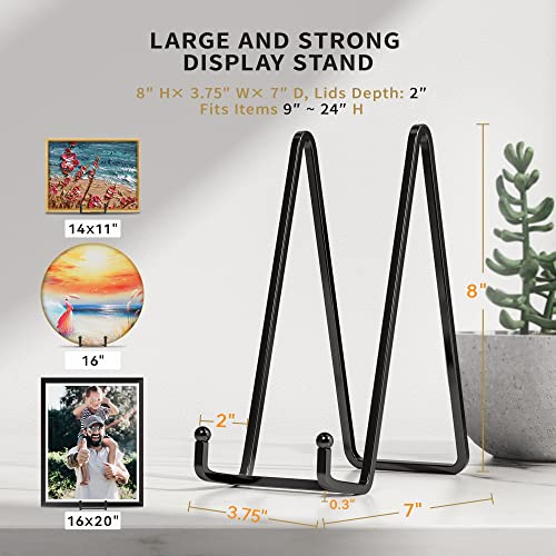 IPAME 8 Inch Large Plate Stands for Display - Metal Square Wire Plate Holder Display Stand + Picture Stand for Book, Platter, Plaque, Photo Easel (2 Pack) - size: 8 Inch