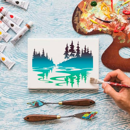 Mountain Tree Stencils for Painting Forest Animal Stencils for Wood Burning - style: Mountain