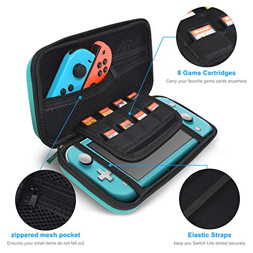 YUANHOT Carrying Case Plus TPU Cover for Nintendo Switch Lite 2019 - Blue - color: turquoise-blue