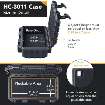 Lykus HC-3011 Waterproof Hard Case with Foam, Inner Size 11.42*4.72*2.99in - size: HC-3011