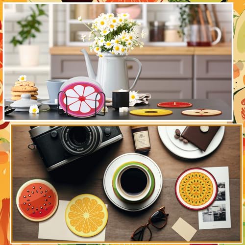 Reallnaive 8 Pcs Fruit Paint by Numbers Kit for Adults Wooden Coasters - style: Fruit