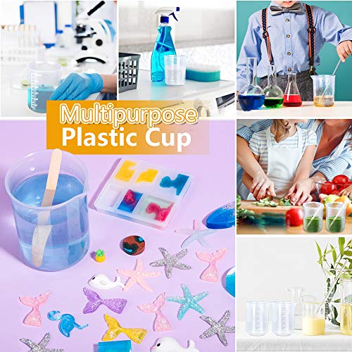 LEOBRO 8PCS Resin Mixing Cups, 300ML Plastic Measuring Cups for Resin, Paint Mixing Cups, Plastic Beakers, Liquid Measuring Cups