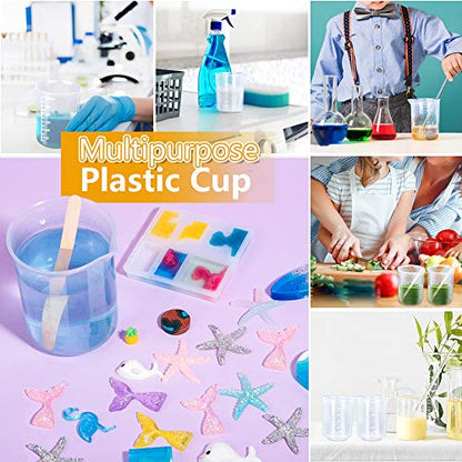 LEOBRO 8PCS Resin Mixing Cups, 300ML Plastic Measuring Cups for Resin, Paint Mixing Cups, Plastic Beakers, Liquid Measuring Cups