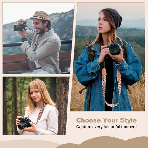 Universal Camera Strap - Camera Neck Strap, Adjustable Shoulder Straps Compatible with Canon, Fujifilm, Nikon, Olympus, Panasonic and other SLR and mirrorless cameras - Brown White Gquares - color: Brown White Gradient Gquares