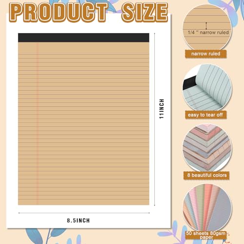 Fuutreo 8 Pcs Legal Pads 8.5 x 11 Colored Note Pads, Advanced Grey - color: Advanced Grey