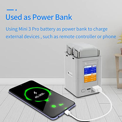 Hanatora LCD Parallel Charger with Storage Charge,Discharge for DJI Mini 4/3 Pro Battery, Two-Way Charging Hub,Fast Charge Two Batteries Drone Accessories