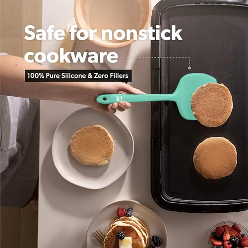DI ORO Silicone Turner Spatula Set - 600F Heat Resistant, 4-Pc Mint - color: Mint