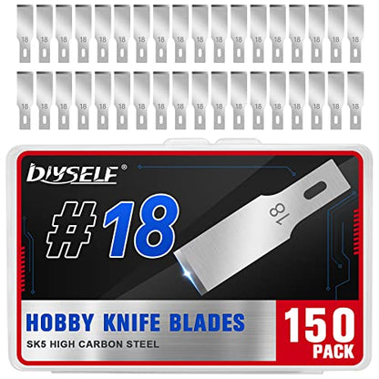 DIYSELF 150 PCS #18 Exacto Knife Blades, SK5 Hobby Knife Replacement Blade - size: #18
