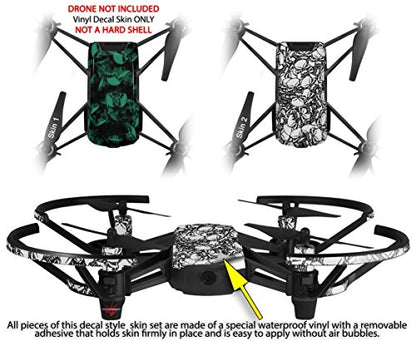 Skin Decal Wrap 2 Pack Compatible with DJI Ryze Tello Skulls Confetti Seafoam Green Drone NOT Included