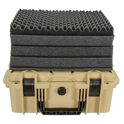 Eylar 18" Hard Camera Case Dry Box with Pull & Pluck Foam - Waterproof Gear Case, Lightweight Stacker Design for Camera, Lenses & Electronics (Tan) - color: Tan