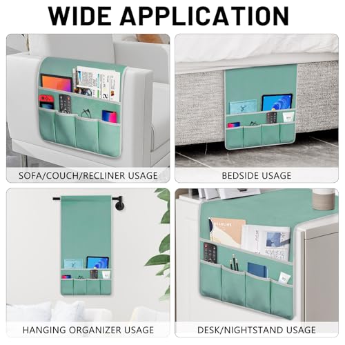 Remote Control Holder for Armchair Caddy, Remote Holder with 5 Pockets - color: MintGreen, size: 35"x18"