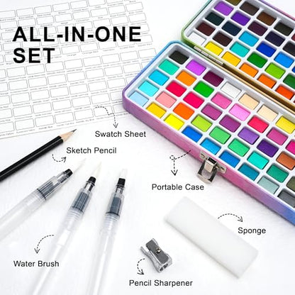 100 Solid Watercolor Paint Kit, Back to School - color: 100 Colors