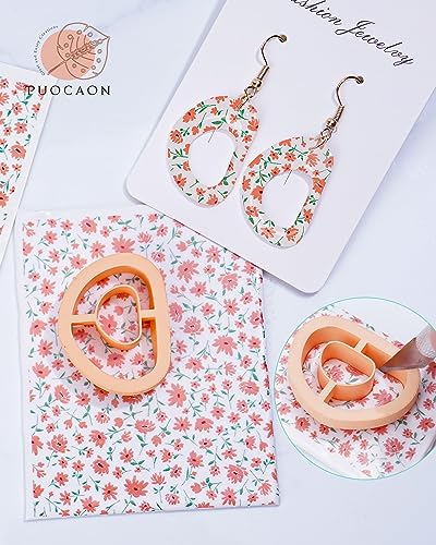 Puocaon Polymer Clay Transfer Paper - Fluid Marble Transfer Sheets for Polymer Clay Earrings Jewelry Making
