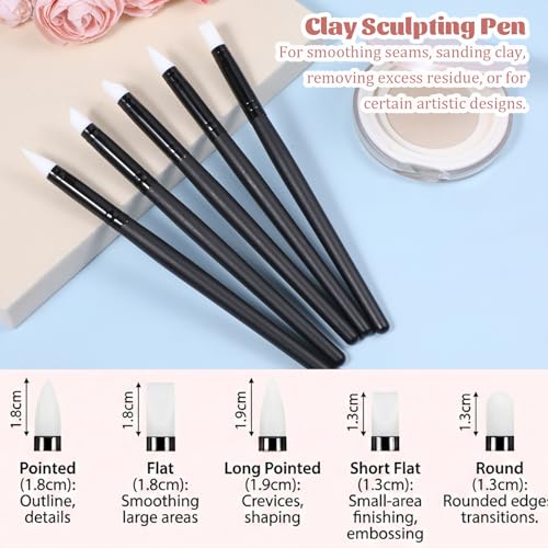 10 PCS Silicone Clay Tools, Silicone Brushes for Crafts Polymer Modeling Dotting Tool Clay Texture Tool Silicones Sculpting Tools for DIY Handicraft Embossing Pottery Nails