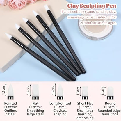 10 PCS Silicone Clay Tools, Silicone Brushes for Crafts Polymer Modeling Dotting Tool Clay Texture Tool Silicones Sculpting Tools for DIY Handicraft Embossing Pottery Nails