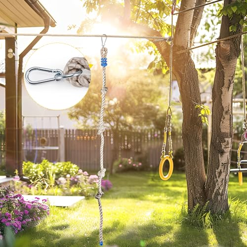 Grey Climbing Rope for Kids, 8.2FT Long with 4 Knotted Steps - color: Grey