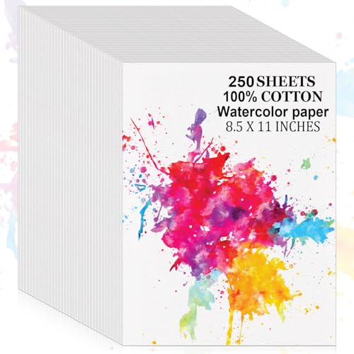 250 Sheets 100% Cotton Watercolor Paper Bulk Cold Press White Paper - size: 250 Sheets