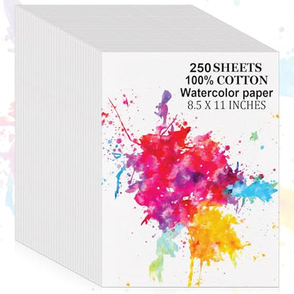250 Sheets 100% Cotton Watercolor Paper Bulk Cold Press White Paper - size: 250 Sheets