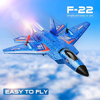 F22 RC Fighter Plane 2CH Ready to Fly RC Airplane for Beginners - color: Blue F-22 Raptor