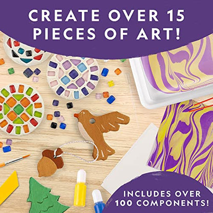 National Geographic Mega Arts and Crafts Activity Kit for Kids Ages 8-12 - style: Clay, Mosaic & Paint Marbling Kits